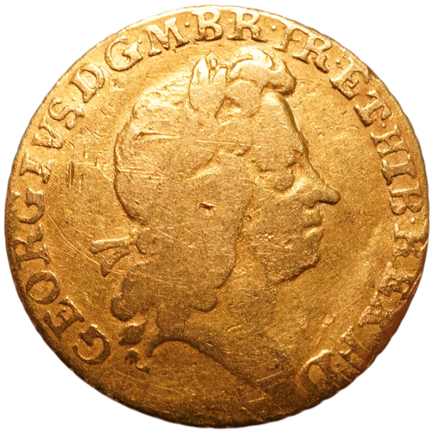 British gold coins, George I gold half guinea, 1726, S.3637, about fine